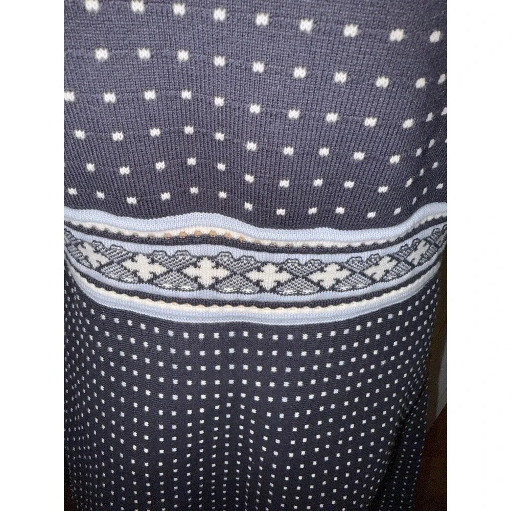 TORY‎ BURCH Navy Mini Geo Sleeveless Knit Sweater A-line Dress Sz XL $395 F17